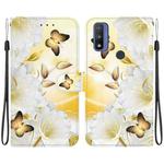 For Motorola Moto G Pure Crystal Texture Colored Drawing Leather Phone Case(Gold Butterfly Epiphyllum)