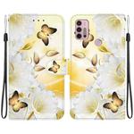 For Motorola Moto G30 / G10 / G20 Crystal Texture Colored Drawing Leather Phone Case(Gold Butterfly Epiphyllum)