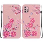 For Motorola Moto G30 / G10 / G20 Crystal Texture Colored Drawing Leather Phone Case(Cherry Blossoms)