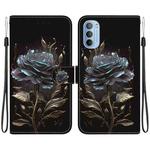 For Motorola Moto G31 / G41 Crystal Texture Colored Drawing Leather Phone Case(Black Rose)