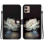 For Motorola Moto G32 Crystal Texture Colored Drawing Leather Phone Case(Crystal Peony)