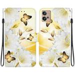 For Motorola Moto G32 Crystal Texture Colored Drawing Leather Phone Case(Gold Butterfly Epiphyllum)