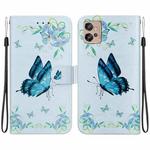 For Motorola Moto G32 Crystal Texture Colored Drawing Leather Phone Case(Blue Pansies)