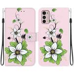 For Motorola Moto G42 Crystal Texture Colored Drawing Leather Phone Case(Lily)