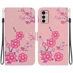 For Motorola Moto G42 Crystal Texture Colored Drawing Leather Phone Case(Cherry Blossoms)