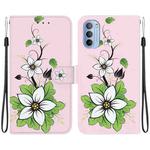 For Motorola Moto G51 Crystal Texture Colored Drawing Leather Phone Case(Lily)