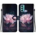 For Motorola Moto G60 / G40 Fusion Crystal Texture Colored Drawing Leather Phone Case(Purple Peony)