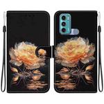 For Motorola Moto G60 / G40 Fusion Crystal Texture Colored Drawing Leather Phone Case(Gold Peony)