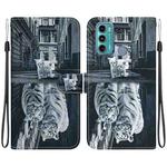 For Motorola Moto G60 / G40 Fusion Crystal Texture Colored Drawing Leather Phone Case(Cat Tiger Reflection)
