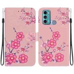 For Motorola Moto G60 / G40 Fusion Crystal Texture Colored Drawing Leather Phone Case(Cherry Blossoms)