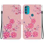 For Motorola Moto G71 Crystal Texture Colored Drawing Leather Phone Case(Cherry Blossoms)