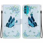 For Motorola Moto G71 Crystal Texture Colored Drawing Leather Phone Case(Blue Pansies)