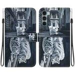 For Motorola Moto G200 5G Crystal Texture Colored Drawing Leather Phone Case(Cat Tiger Reflection)