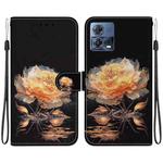 For Motorola Moto S30 Pro 5G Crystal Texture Colored Drawing Leather Phone Case(Gold Peony)