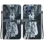 For Motorola Moto S30 Pro 5G Crystal Texture Colored Drawing Leather Phone Case(Cat Tiger Reflection)