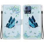 For Motorola Moto S30 Pro 5G Crystal Texture Colored Drawing Leather Phone Case(Blue Pansies)