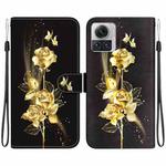 For Motorola Moto X30 Pro 5G Crystal Texture Colored Drawing Leather Phone Case(Gold Butterfly Rose)
