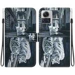 For Motorola Moto X30 Pro 5G Crystal Texture Colored Drawing Leather Phone Case(Cat Tiger Reflection)