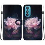 For Motorola Edge 30 Crystal Texture Colored Drawing Leather Phone Case(Purple Peony)
