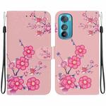 For Motorola Edge 30 Crystal Texture Colored Drawing Leather Phone Case(Cherry Blossoms)