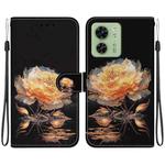For Motorola Edge 40 Crystal Texture Colored Drawing Leather Phone Case(Gold Peony)