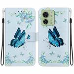 For Motorola Edge 40 Crystal Texture Colored Drawing Leather Phone Case(Blue Pansies)