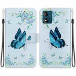 For Motorola Moto E13 Crystal Texture Colored Drawing Leather Phone Case(Blue Pansies)
