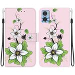 For Motorola Moto E22 / E22i Crystal Texture Colored Drawing Leather Phone Case(Lily)