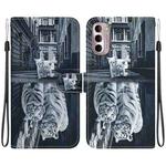 For Motorola Moto G Stylus 4G 2022 Crystal Texture Colored Drawing Leather Phone Case(Cat Tiger Reflection)