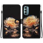 For Motorola Moto G Stylus 5G 2022 Crystal Texture Colored Drawing Leather Phone Case(Gold Peony)