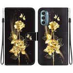 For Motorola Moto G Stylus 5G 2022 Crystal Texture Colored Drawing Leather Phone Case(Gold Butterfly Rose)