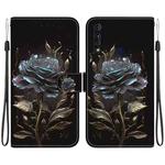 For Motorola Moto G8 Power Lite Crystal Texture Colored Drawing Leather Phone Case(Black Rose)