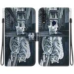 For Motorola Moto G8 Power Lite Crystal Texture Colored Drawing Leather Phone Case(Cat Tiger Reflection)