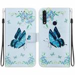 For Motorola Moto G8 Power Lite Crystal Texture Colored Drawing Leather Phone Case(Blue Pansies)