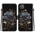 For Motorola Moto G9 Power Crystal Texture Colored Drawing Leather Phone Case(Black Rose)