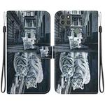 For Motorola Moto G9 Power Crystal Texture Colored Drawing Leather Phone Case(Cat Tiger Reflection)