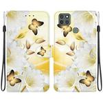 For Motorola Moto G9 Power Crystal Texture Colored Drawing Leather Phone Case(Gold Butterfly Epiphyllum)