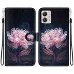 For Motorola Moto G13 / G23 / G53 Crystal Texture Colored Drawing Leather Phone Case(Purple Peony)