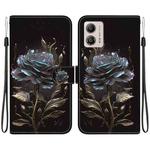 For Motorola Moto G13 / G23 / G53 Crystal Texture Colored Drawing Leather Phone Case(Black Rose)