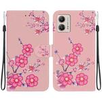 For Motorola Moto G13 / G23 / G53 Crystal Texture Colored Drawing Leather Phone Case(Cherry Blossoms)