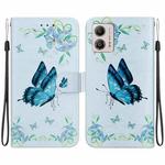 For Motorola Moto G13 / G23 / G53 Crystal Texture Colored Drawing Leather Phone Case(Blue Pansies)
