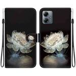 For Motorola Moto G14 Crystal Texture Colored Drawing Leather Phone Case(Crystal Peony)