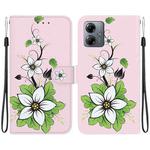 For Motorola Moto G14 Crystal Texture Colored Drawing Leather Phone Case(Lily)