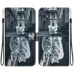 For Motorola Moto G50 5G Crystal Texture Colored Drawing Leather Phone Case(Cat Tiger Reflection)