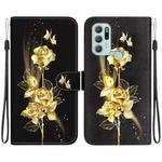 For Motorola Moto G60s Crystal Texture Colored Drawing Leather Phone Case(Gold Butterfly Rose)