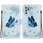 For Motorola Moto G60s Crystal Texture Colored Drawing Leather Phone Case(Blue Pansies)