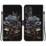 For Motorola Moto G72 Crystal Texture Colored Drawing Leather Phone Case(Black Rose)