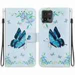 For Motorola Moto G72 Crystal Texture Colored Drawing Leather Phone Case(Blue Pansies)