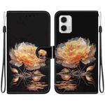 For Motorola Moto G73 Crystal Texture Colored Drawing Leather Phone Case(Gold Peony)