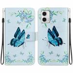 For Motorola Moto G73 Crystal Texture Colored Drawing Leather Phone Case(Blue Pansies)